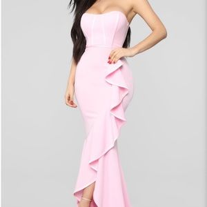 Fashion Nova baby pink evening gown in M
